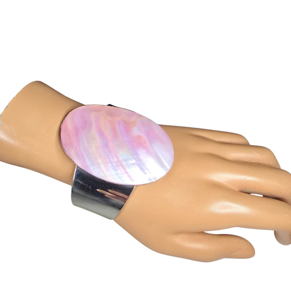 Stephan Co Womens Trendy Silver Plated Pink Shell Cuff Bracelet 13$